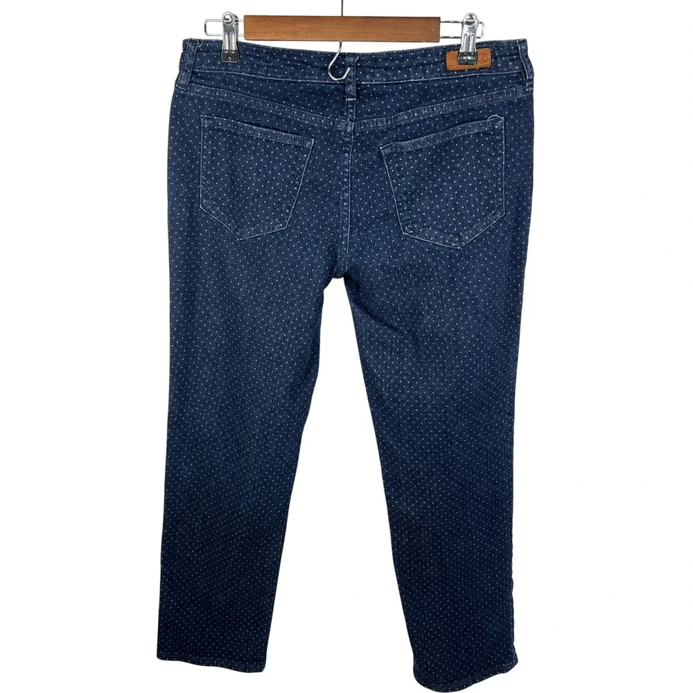 Lands End Womens 10P Polka Dot Straight Leg Jeans Dark Wash Blue Denim Fit‎ 2